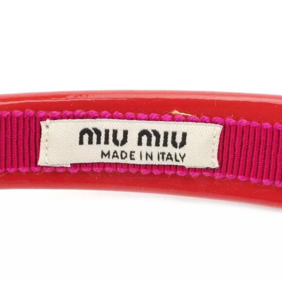 miu miu headband ribbon enamel leather Authentic used